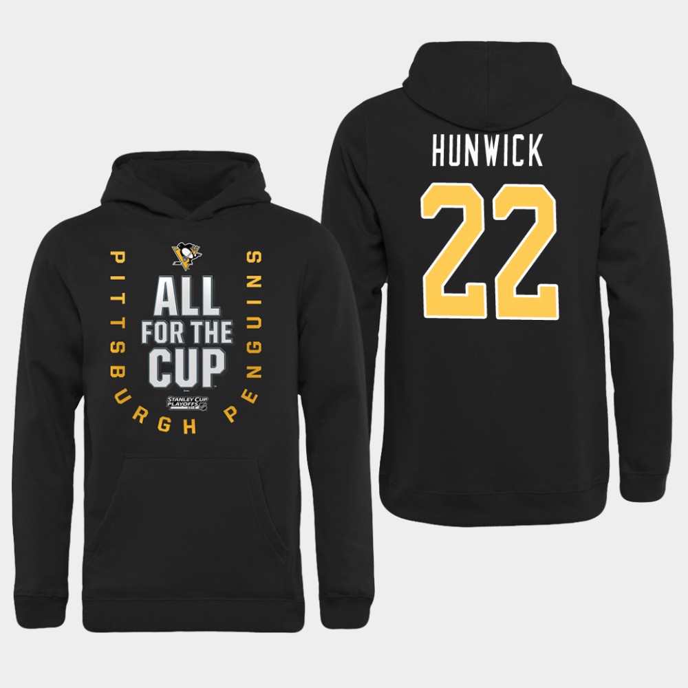 Men NHL Pittsburgh Penguins #22 Hunwick black All for the Cup Hoodie